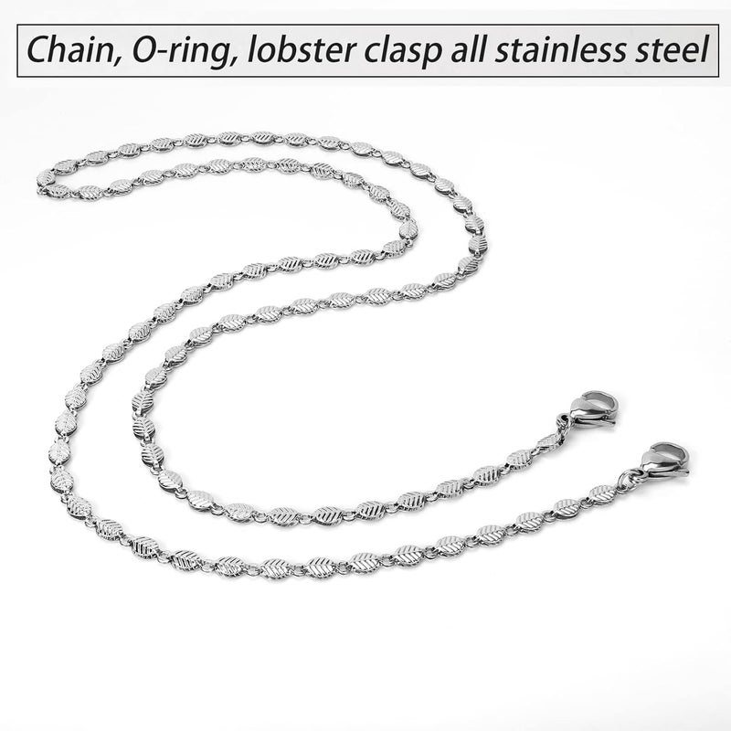 Hongeely Eyeglass Chain Silver Stainless Steel Handmade Necklace for Reading Glasses Sunglass Beaded Chains for Men Women - Image 4